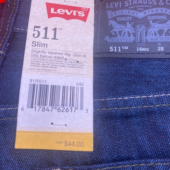 Levi’s Boys Size 16 511 Blue Jeans - Picture 2 of 2